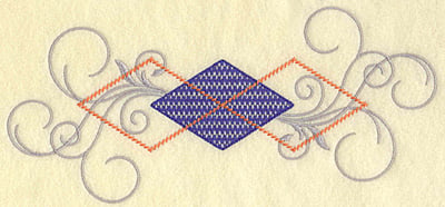 Embroidery Design: Plaid diamond and swirls large<br> 10.03w X 4.62h