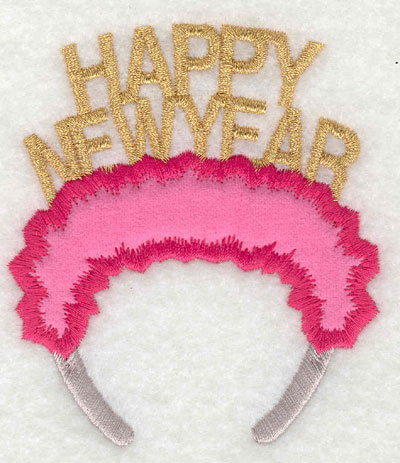 Embroidery Design: Happy New Year Hat Feminine Applique<br>3.26w X 3.72h