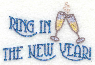 Embroidery Design: Ring in the New Year Horizontal<br>7.01w X 1.87h