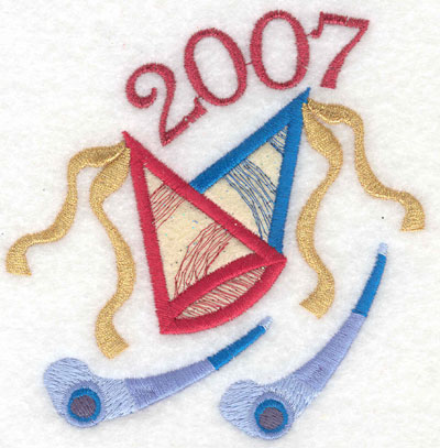 Embroidery Design: Party Hats Applique 2007<br>4.47w X 4.55h