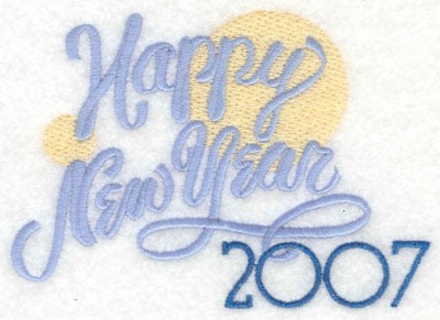 Embroidery Design: Happy New Year 2007 with Bubbles<br>5.27w X 3.64h