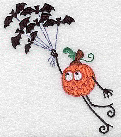 Embroidery Design: Mr. Pumpkinhead with bats large<br> 4.06w X 4.95h