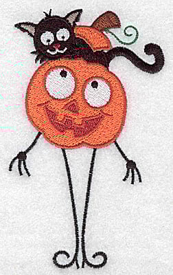 Embroidery Design: Mr. Pumpkinhead with black cat large<br> 2.96w X 4.94h
