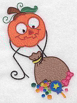 Embroidery Design: Mr. Pumpkinhead hauling loot bag large<br> 3.51w X 4.93h