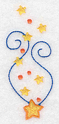 Embroidery Design: Stars and swirls<br> 1.45w X 3.53h