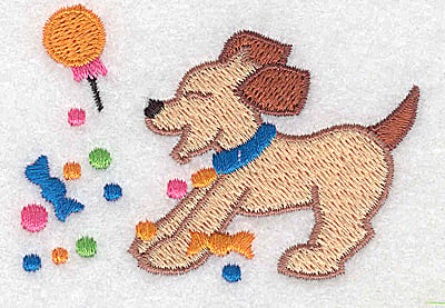 Embroidery Design: Dog with candy<br> 2.99w X 2.13h
