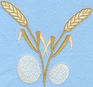 Embroidery Design: Wheat Sheaf with Eggs<br>4.57w X 4.25