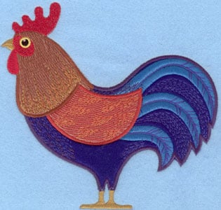 Embroidery Design: Rooster Large Applique<br>6.80w X 6.51
