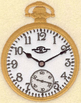 Embroidery Design: Pocket Watch Applique<br>2.79w X 3.53h