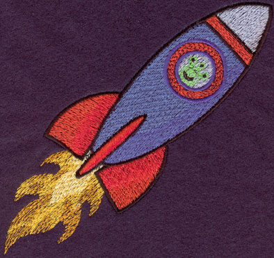 Embroidery Design: Flying Rocket Large<br>5.30w X 5.30h