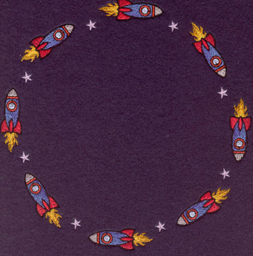 Embroidery Design: Rocket Ships Circle<br>7.50w X 7.50h