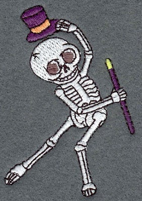 Embroidery Design: Skeleton Mini Dancing Top Hat & Cane<br>2.10w X 3.09h | Embroidery Legacy Embroidery Design: Skeleton Mini Dancing Top Hat & Cane<br>2.10w X 3.09h