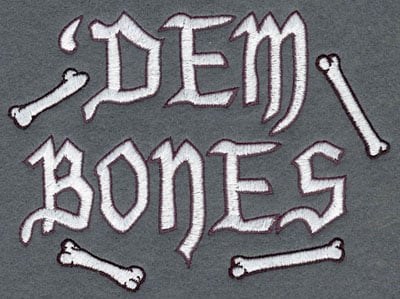 Embroidery Design: Dem Bones with Four Bones<br>5.89w X 4.35h
