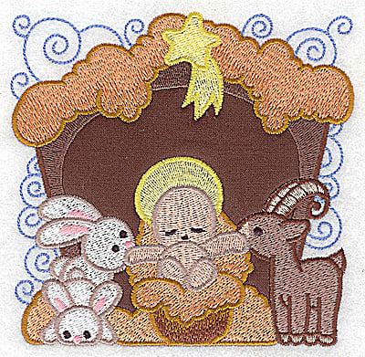 Embroidery Design: Nativity scene 5 large applique 4.84w x 4.75h