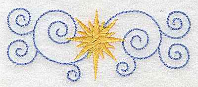 Embroidery Design: Christmas star with swirls<br> 3.82w X 1.51h