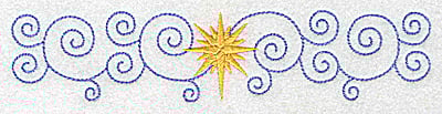 Embroidery Design: Christmas star with swirls large<br> 6.93w X 1.51h