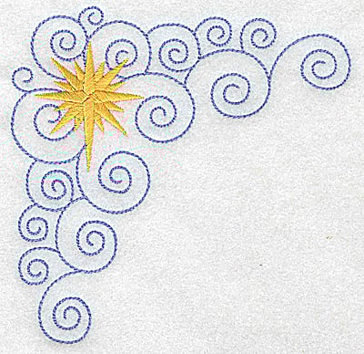 Embroidery Design: Christmas star with swirls corner large<br> 4.93w X 4.93h | Embroidery Legacy Embroidery Design: Christmas star with swirls corner large<br> 4.93w X 4.93h