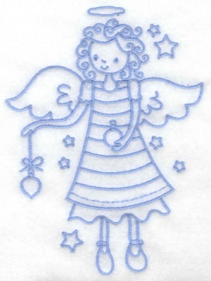Embroidery Design: Angel holding ornament large<br> 4.75w X 6.47h
