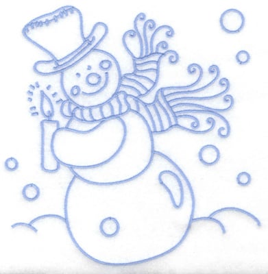 Embroidery Design: Snowman holding candle large<br> 6.28w X 6.41h