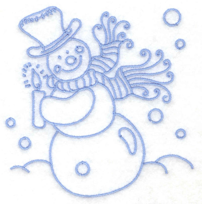 Embroidery Design: Snowman holding candle small<br> 3.78w X 3.86h