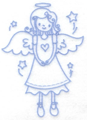 Embroidery Design: Angel with heart large<br> 4.65w X 6.47h