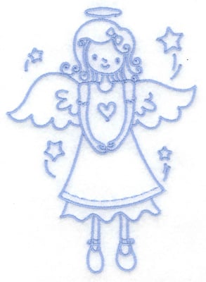Embroidery Design: Angel with heart medium<br> 3.57w X 4.98h