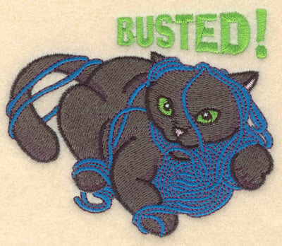 Embroidery Design: Busted cat with yarn<br>3.90w X 3.27h