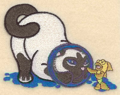 Embroidery Design: Cat with fish bowl<br>3.90w X 2.95h | Embroidery Legacy Embroidery Design: Cat with fish bowl<br>3.90w X 2.95h