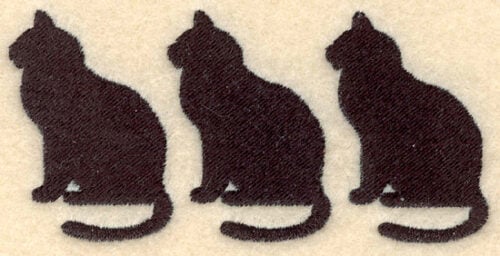Embroidery Design: Black cats three<br>3.90w X 1.89h