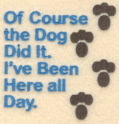 Embroidery Design: Dog did it<br>3.74w X 3.88h