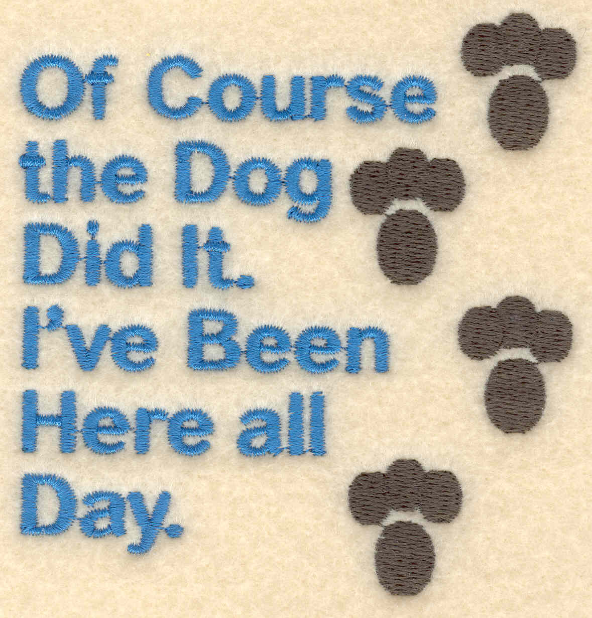 Embroidery Design: Dog did it<br>3.74w X 3.88h | Embroidery Legacy Embroidery Design: Dog did it<br>3.74w X 3.88h
