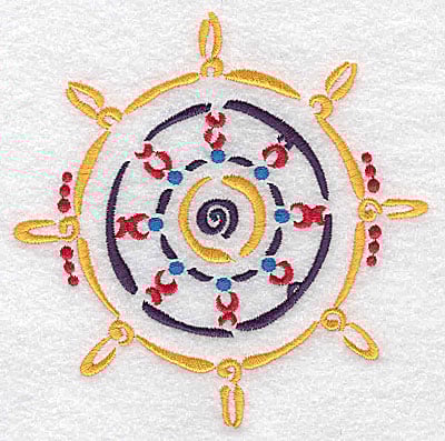 Embroidery Design: Ship's steering wheel large<br> 4.91w X 4.94h