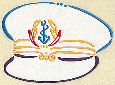 Embroidery Design: Captain's hat applique<br> 9.55w X 7.03h