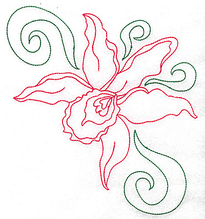 Embroidery Design: Orchid 1 large<br> 6.83w X 6.95h
