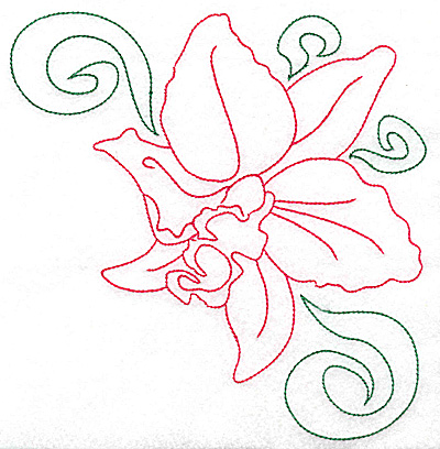 Embroidery Design: Orchid 6 large<br> 6.81w X 6.96h