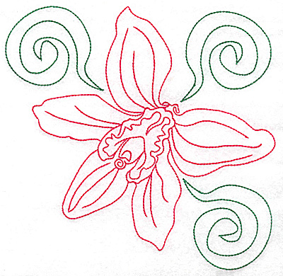 Embroidery Design: Orchid 8 large<br> 6.96w X 6.91h