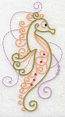 Embroidery Design: Seahorse with swirls large<br> 2.74w X 4.97h | Embroidery Legacy Embroidery Design: Seahorse with swirls large<br> 2.74w X 4.97h