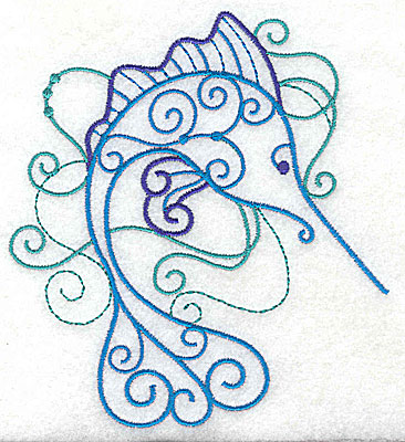 Embroidery Design: Marlin with swirls large<br> 4.46w X 4.96h