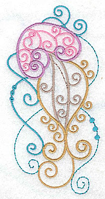 Embroidery Design: Jellyfish with swirls large<br> 2.62w X 4.95h | Embroidery Legacy Embroidery Design: Jellyfish with swirls large<br> 2.62w X 4.95h