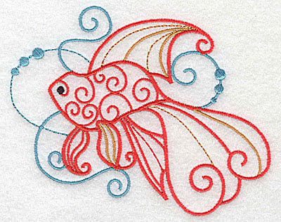 Embroidery Design: Fish D with swirls large<br> 4.93w X 4.15h | Embroidery Legacy Embroidery Design: Fish D with swirls large<br> 4.93w X 4.15h
