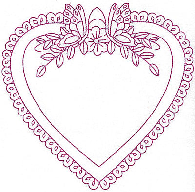 Embroidery Design: Floral heart frame 102 large<br> 7.96w X 7.76h