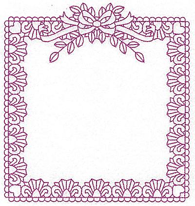 Embroidery Design: Rectangular frame with bow 103 large<br> 7.20w X 7.76h