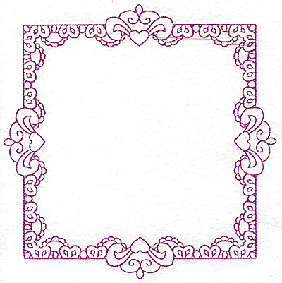 Embroidery Design: Rectangular fleur-de-lys frame 111 large<br> 7.78w X 7.78h