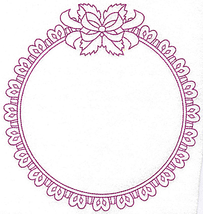 Embroidery Design: Round frame with leaves and bow 112 large<br> 7.35w X 7.78h