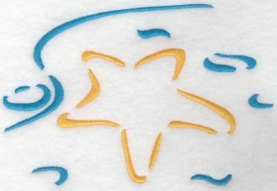 Embroidery Design: Starfish on beach<br> 6.95w X 4.64h