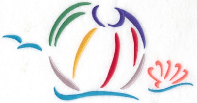 Embroidery Design: Beach ball and waves large<br> 9.74w X 5.01h