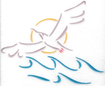 Embroidery Design: Seagull with waves<br> 8.32w X 6.74h