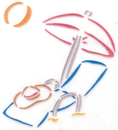 Embroidery Design: Lounge chair with sun umbrella<br> 6.20w X 6.90h