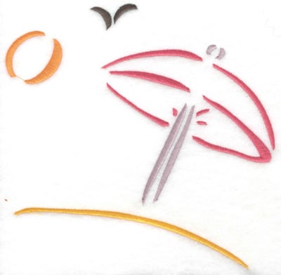 Embroidery Design: Sun Umbrella on beach large<br> 7.05w X 6.97h