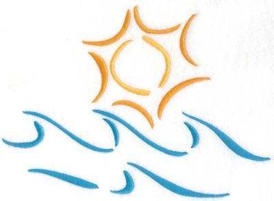 Embroidery Design: Sun and surf large<br> 9.58w X 6.95h